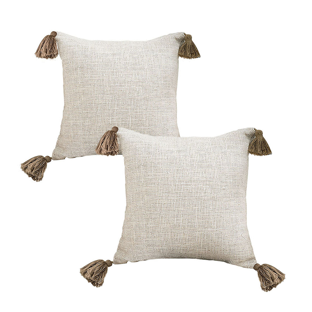 Beige Rib Knit Throw Pillow 50cm (2-pack)
