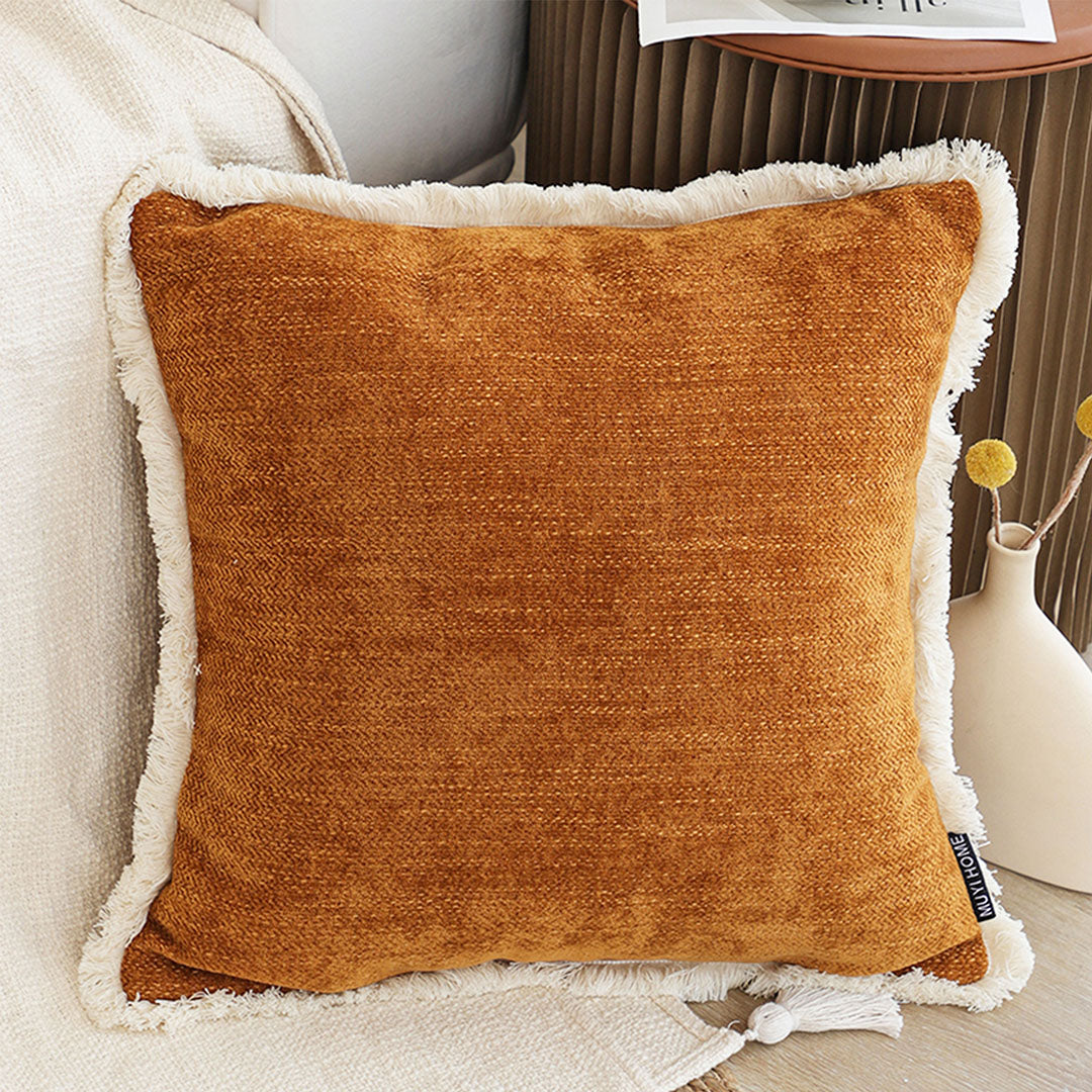 Chenille Tassel Throw Pillow 45cm - Sunset Orange