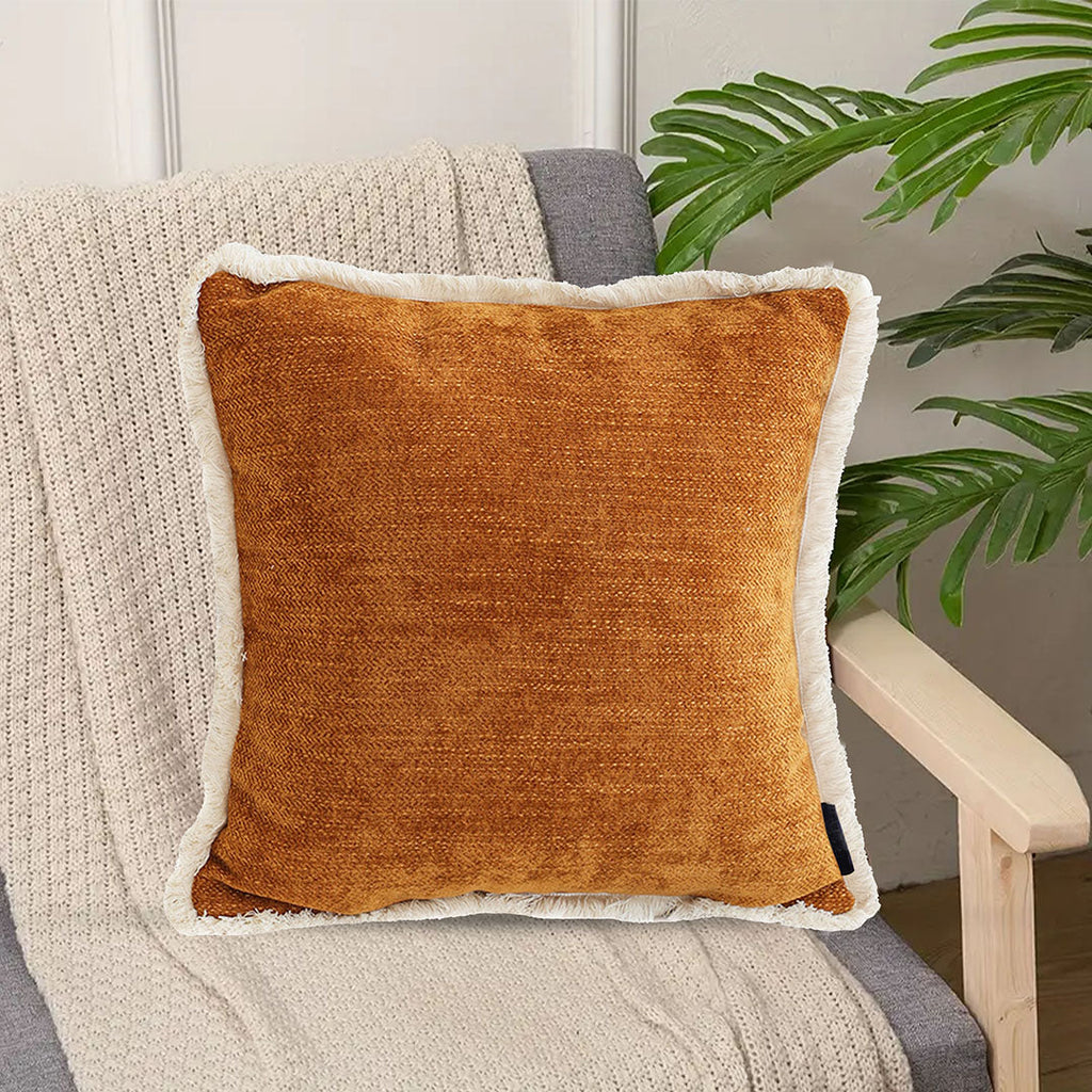 Chenille Tassel Throw Pillow 45cm - Sunset Orange