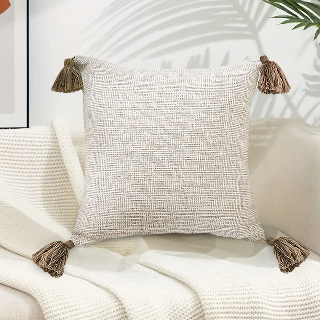 Beige Rib Knit Throw Pillow 50cm (2-pack)