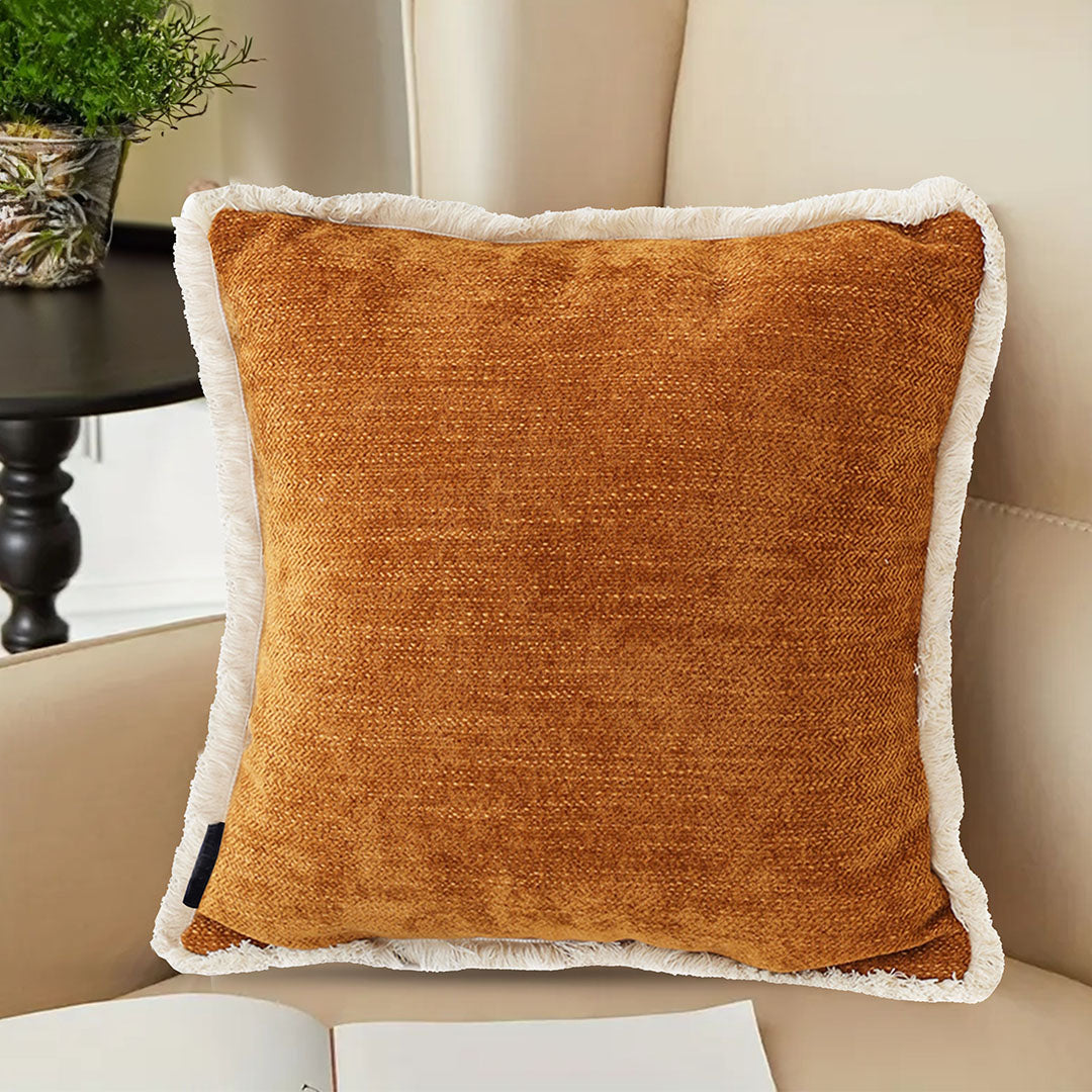 Chenille Tassel Throw Pillow 45cm - Sunset Orange