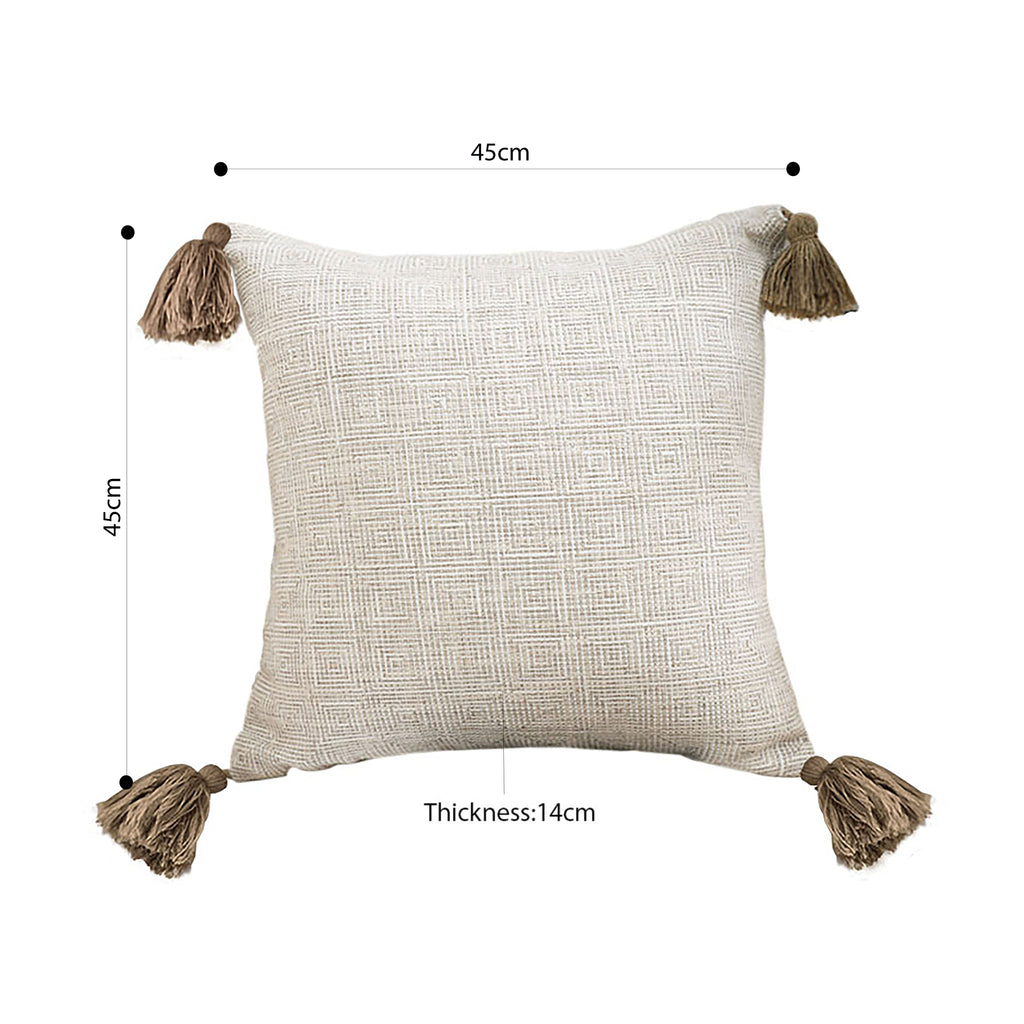 Beige Rib Knit Throw Pillow 50cm (2-pack)