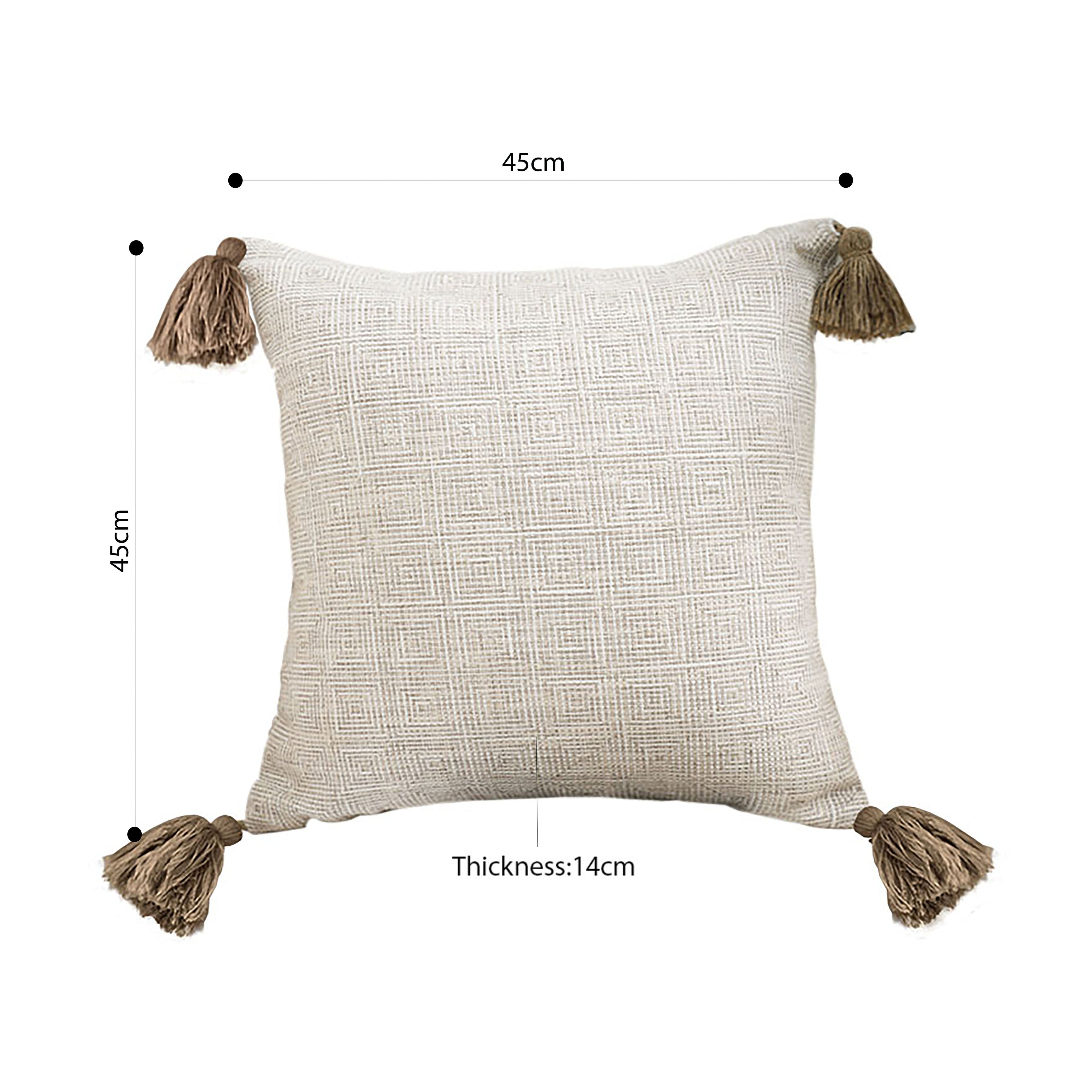 Beige Rib Knit Throw Pillow 50cm (2-pack)