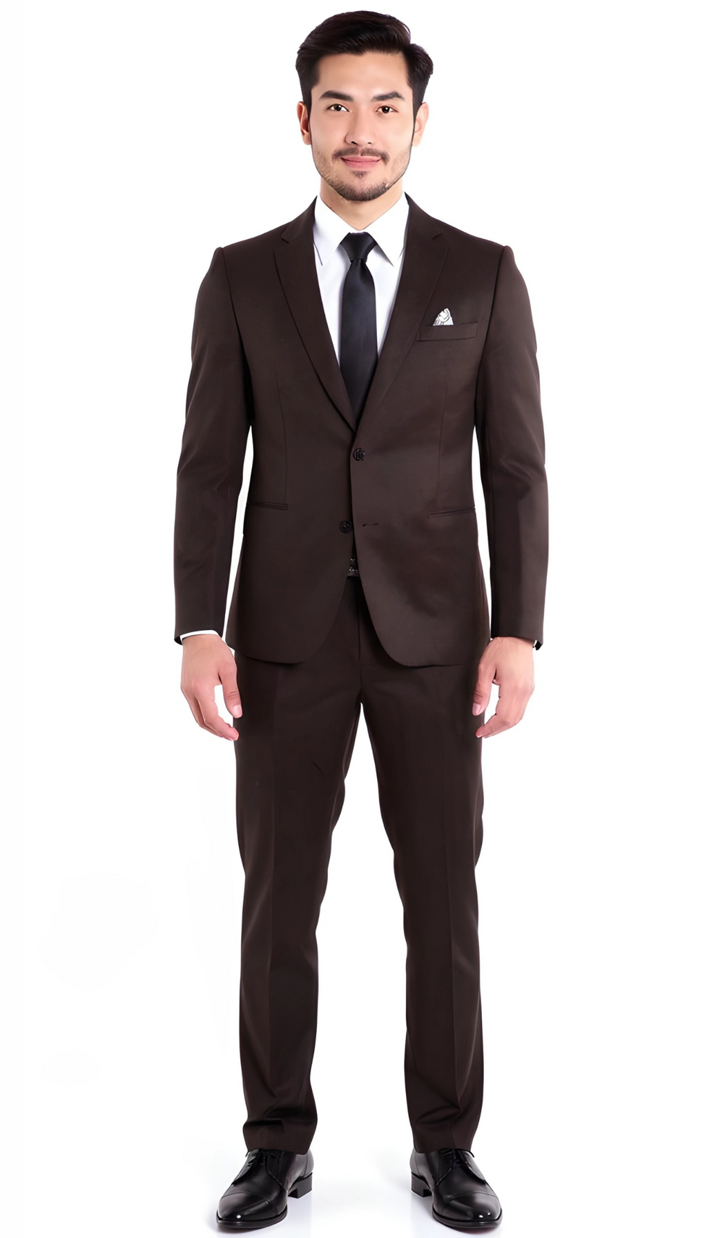Belmont Notch Lapel Tweed Rich Brown Suit With Peak Stiching.