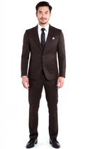 Belmont Notch Lapel Tweed Rich Brown Suit With Peak Stiching.