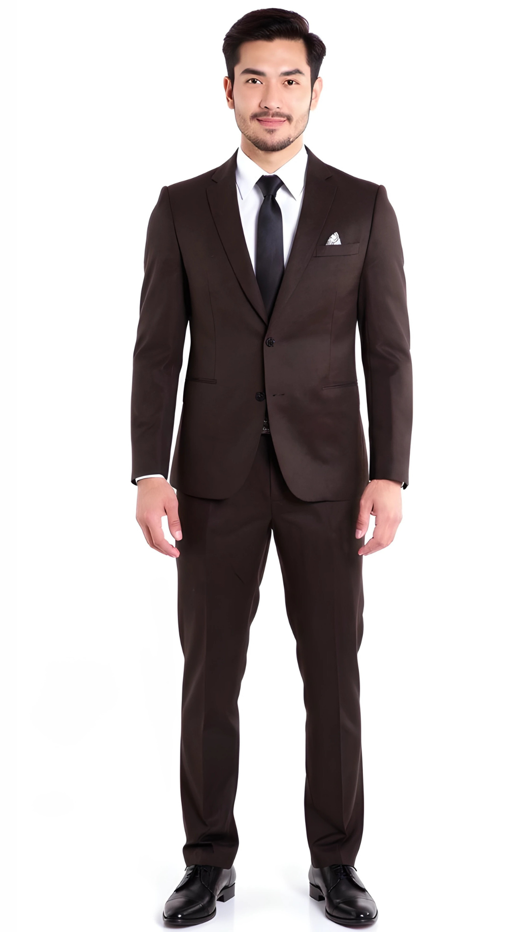 Belmont Notch Lapel Tweed Rich Brown Suit With Peak Stiching.
