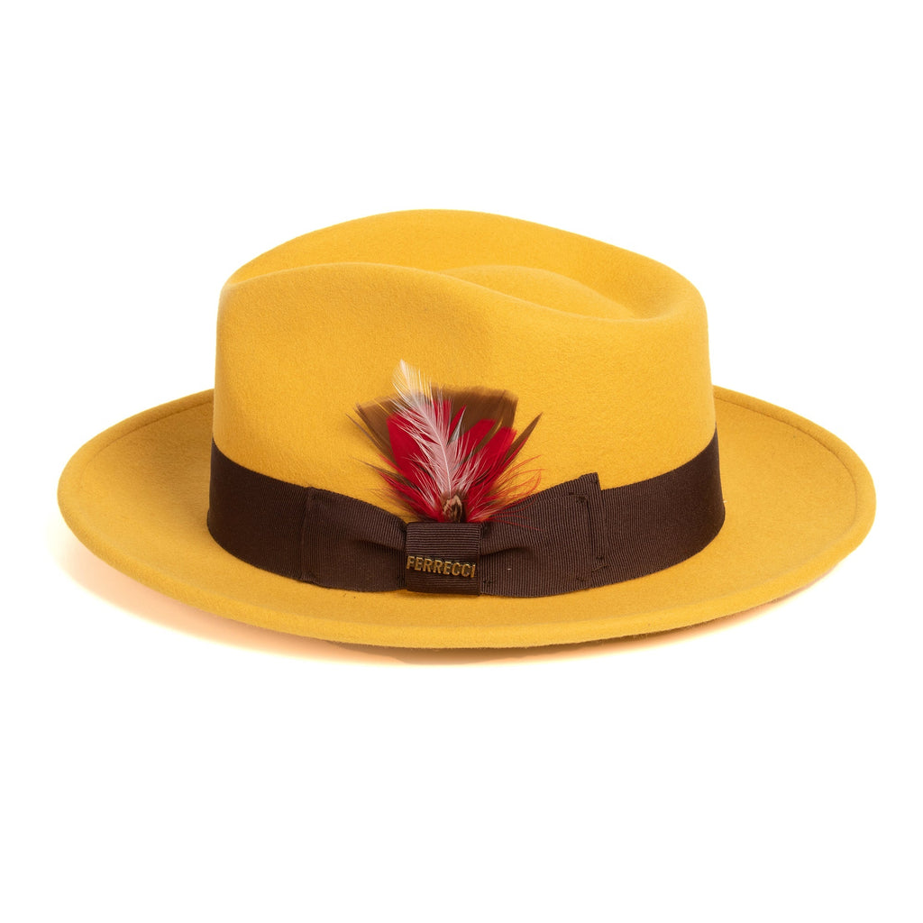 Crushable Mustard 100% Australian Wool Fedora Hat-1