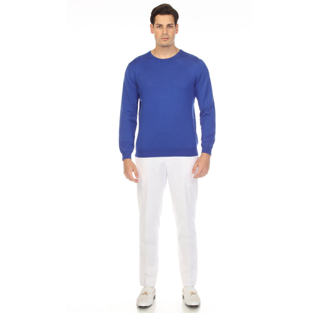 Sam Jacobi Men's Pullover Indigo Knitted Sweater Crewneck Stylish Knitwear Long Sleeve Casual Slim Fit-1