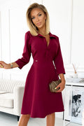 Numoco 286-5 SANDY Flared shirt dress - Burgundy color