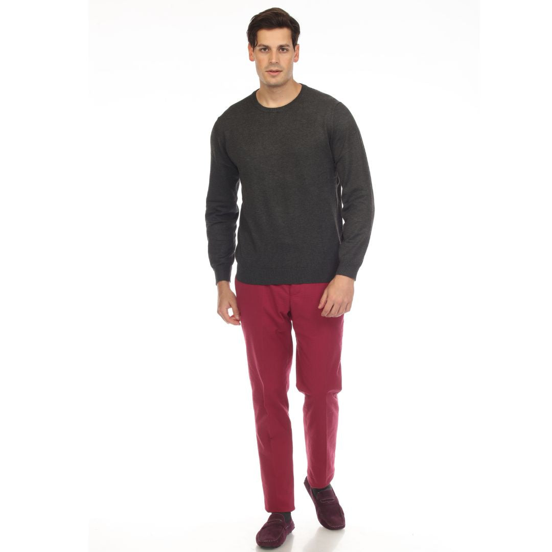 Men's Charcoal Knitted Crewneck Sweater
