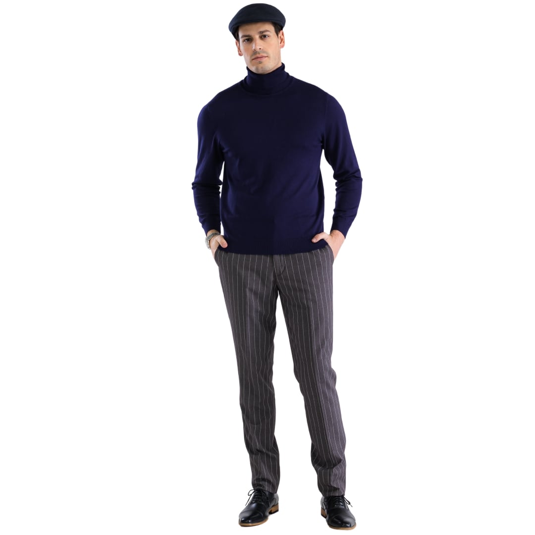 MENS NAVY PULLOVER TURTLENECK SWEATER-1