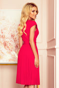 Numoco 311-5 LILA Pleated dress with short sleeves - raspberry color