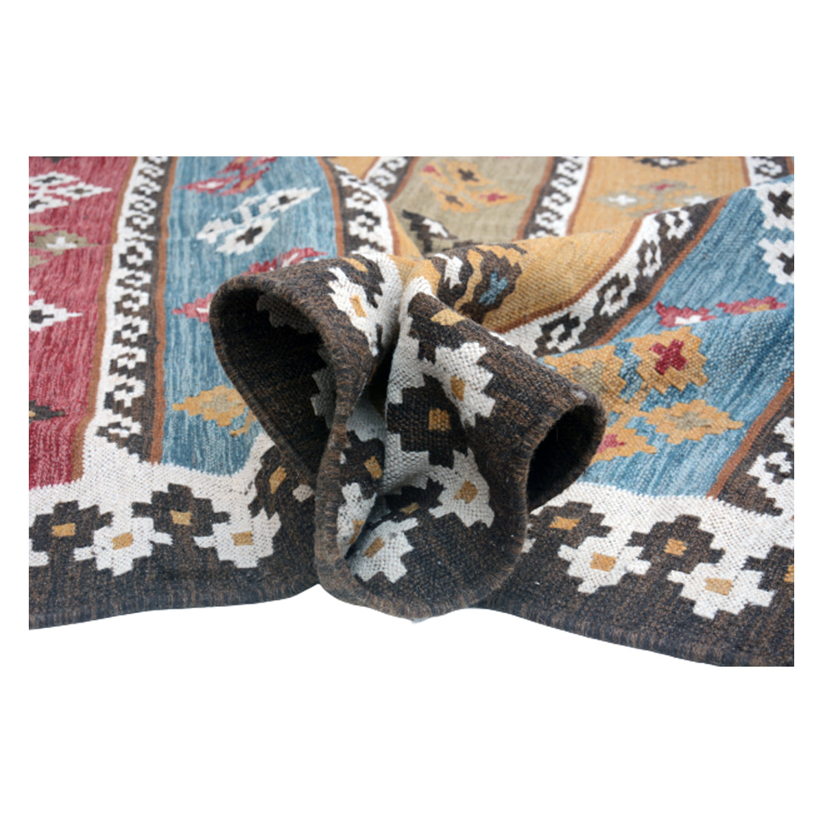 Vintage- Handwoven -Multicolor- Kilim -Rug