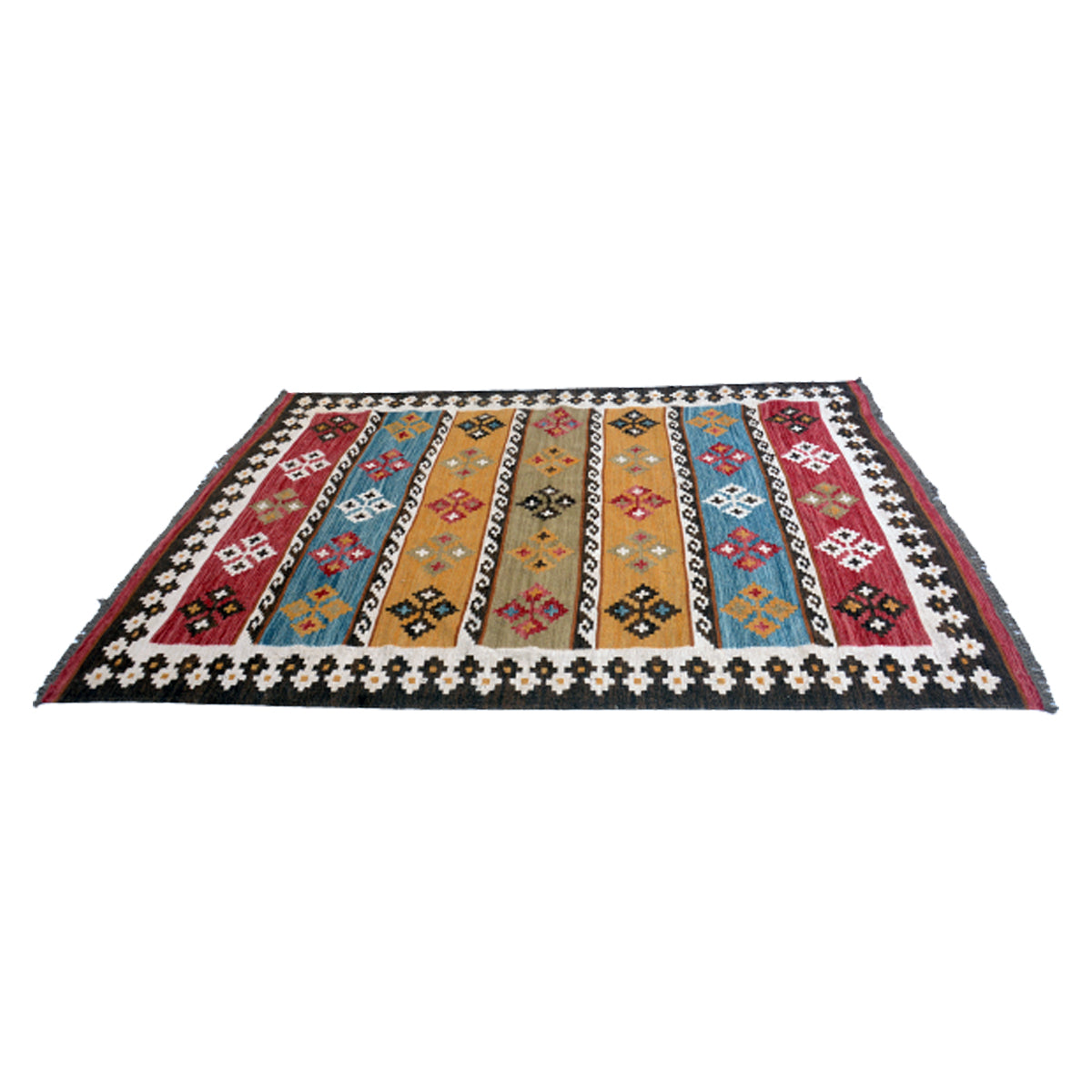 Vintage -Handwoven-Multicolor- Kilim -Rug