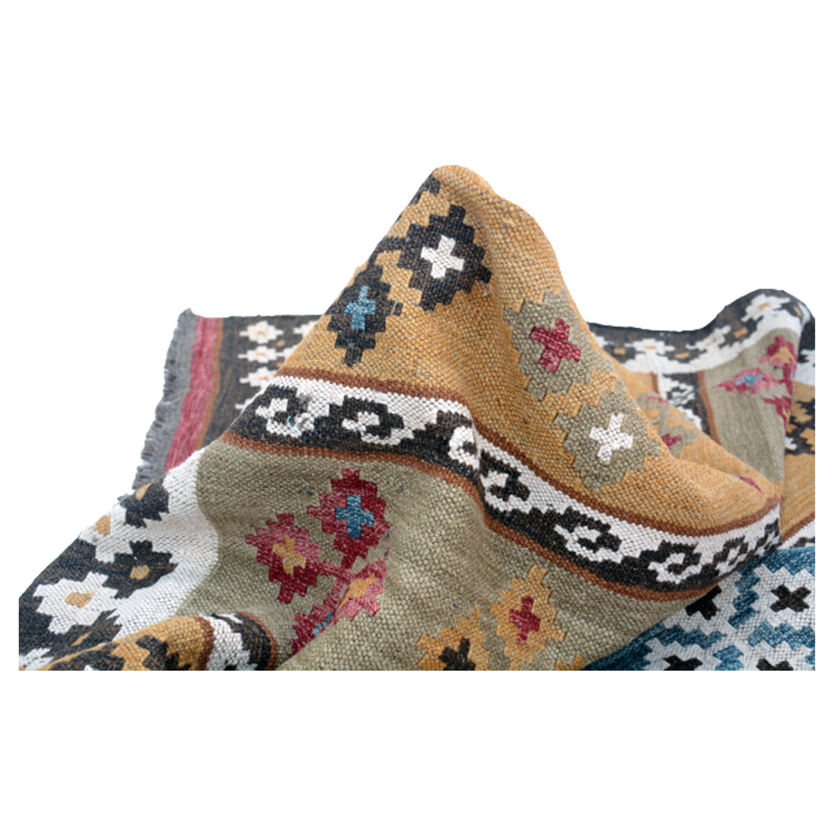 Vintage -Handwoven- Multicolor- Kilim -Rug