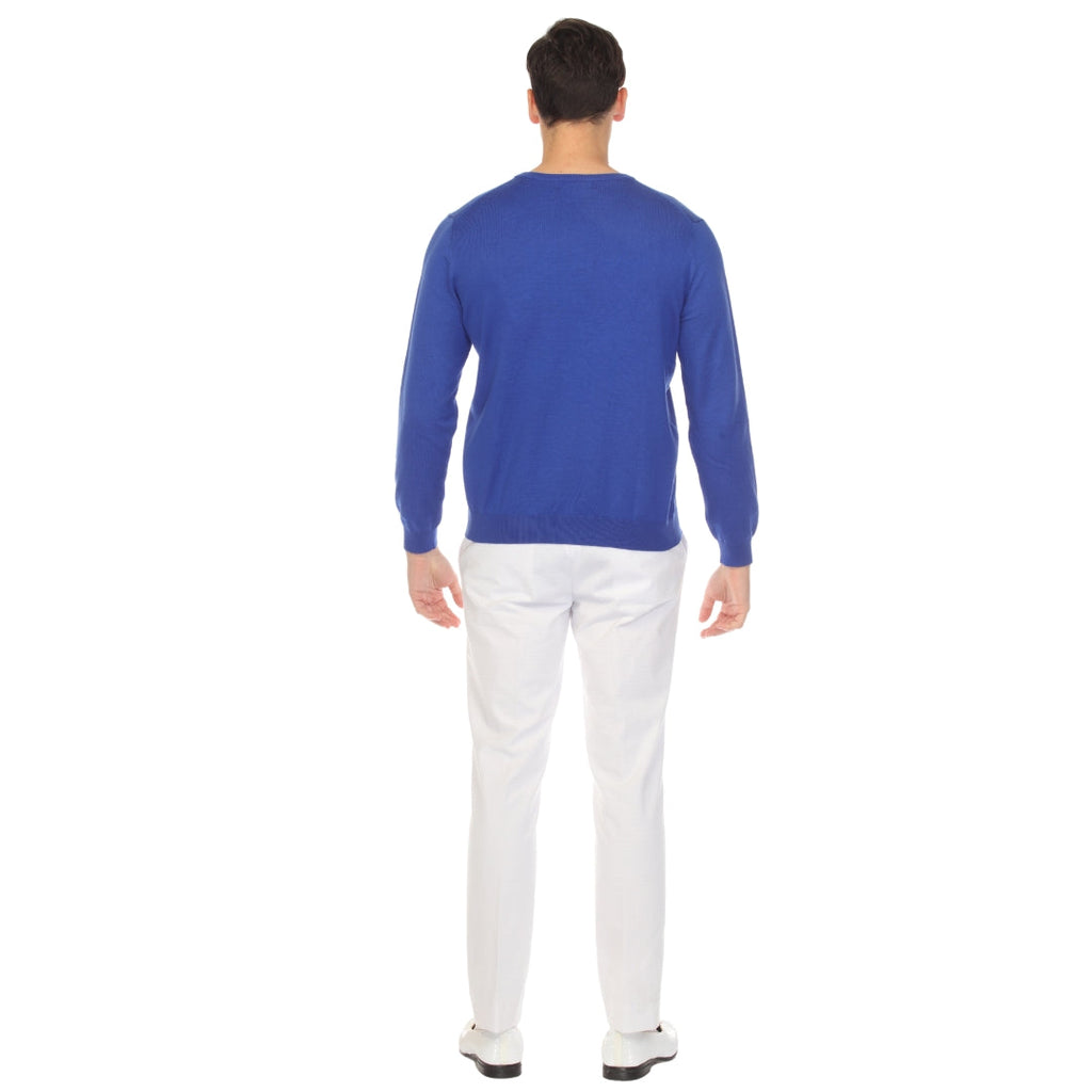 Sam Jacobi Men's Pullover Indigo Knitted Sweater Crewneck Stylish Knitwear Long Sleeve Casual Slim Fit-4