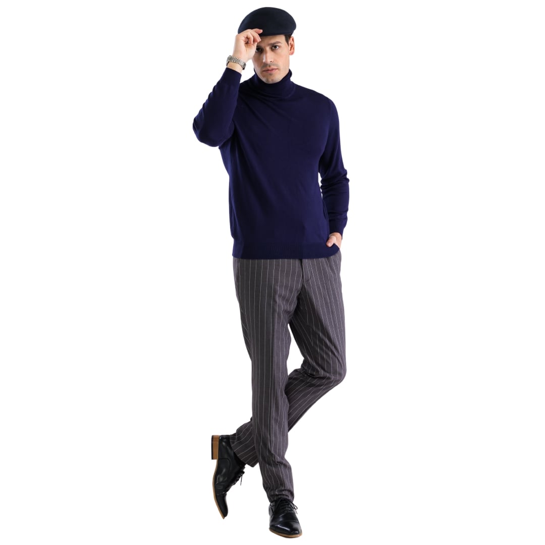 MENS NAVY PULLOVER TURTLENECK SWEATER-2