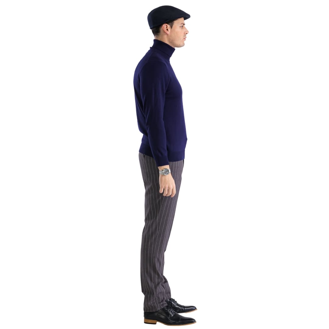 MENS NAVY PULLOVER TURTLENECK SWEATER-3