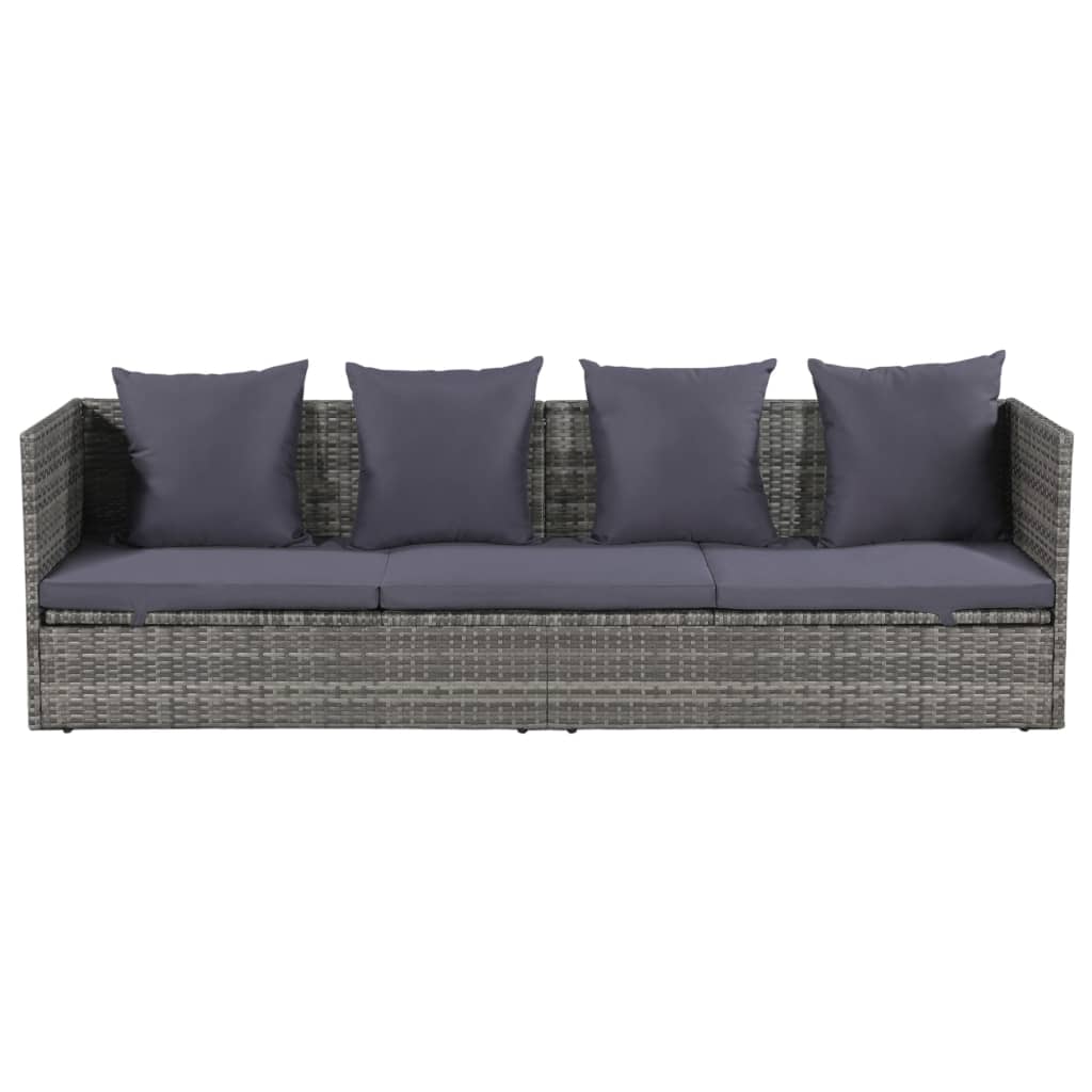 Poly Rattan Sun Lounger Grey 200cm