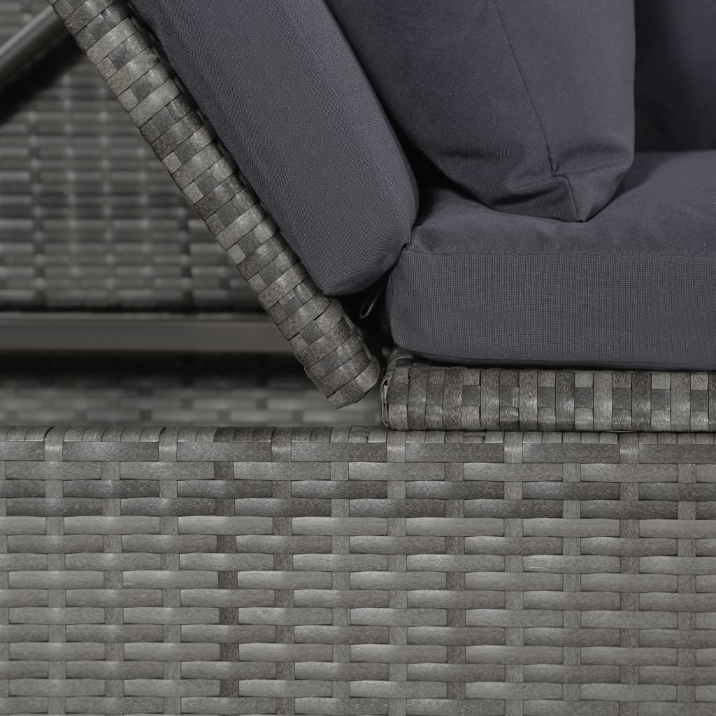 Poly Rattan Sun Lounger Grey 200cm