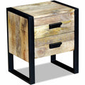 Side Table Mango Wood 43x33x51cm (2 Drawers)