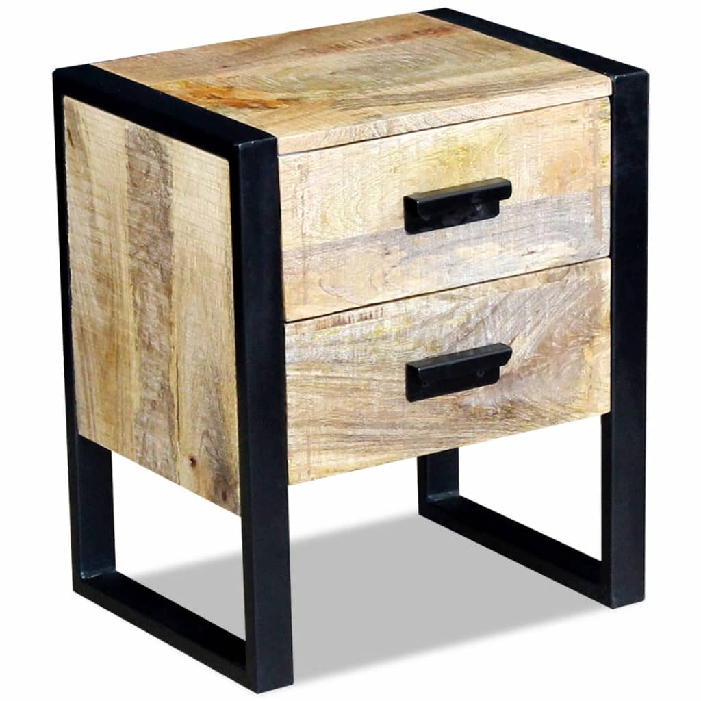 Side Table Mango Wood 43x33x51cm (2 Drawers)