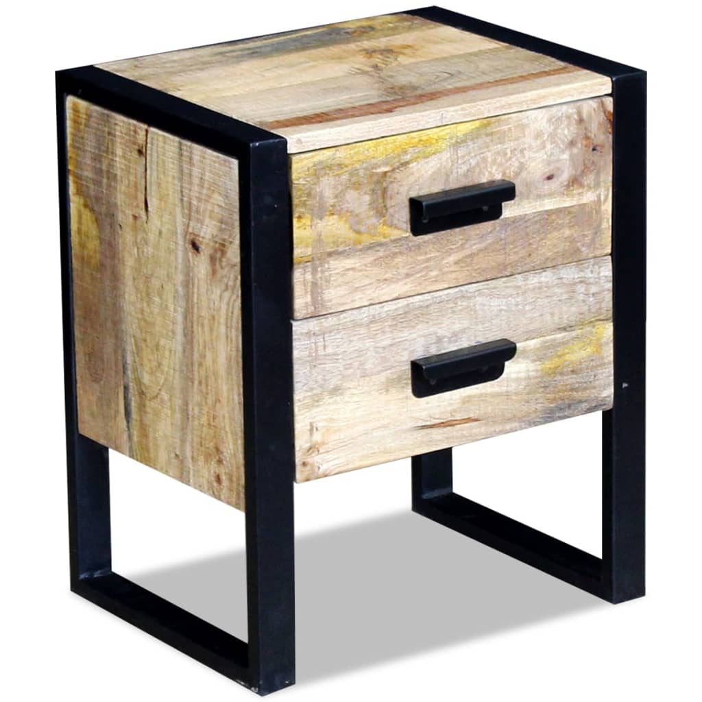 Side Table Mango Wood 43x33x51cm (2 Drawers)
