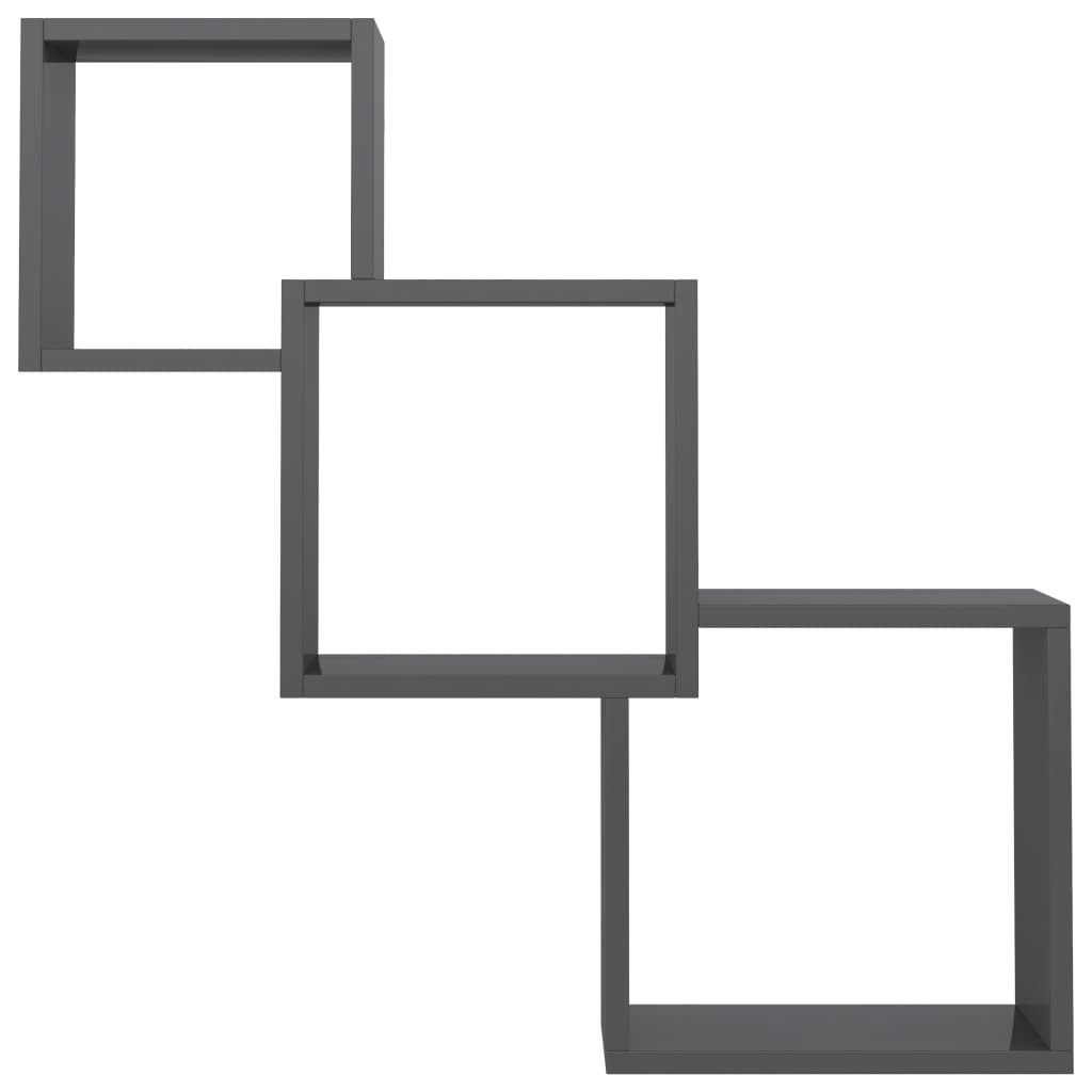 Cube Wall Shelves High Gloss Grey 84.5x15x27cm