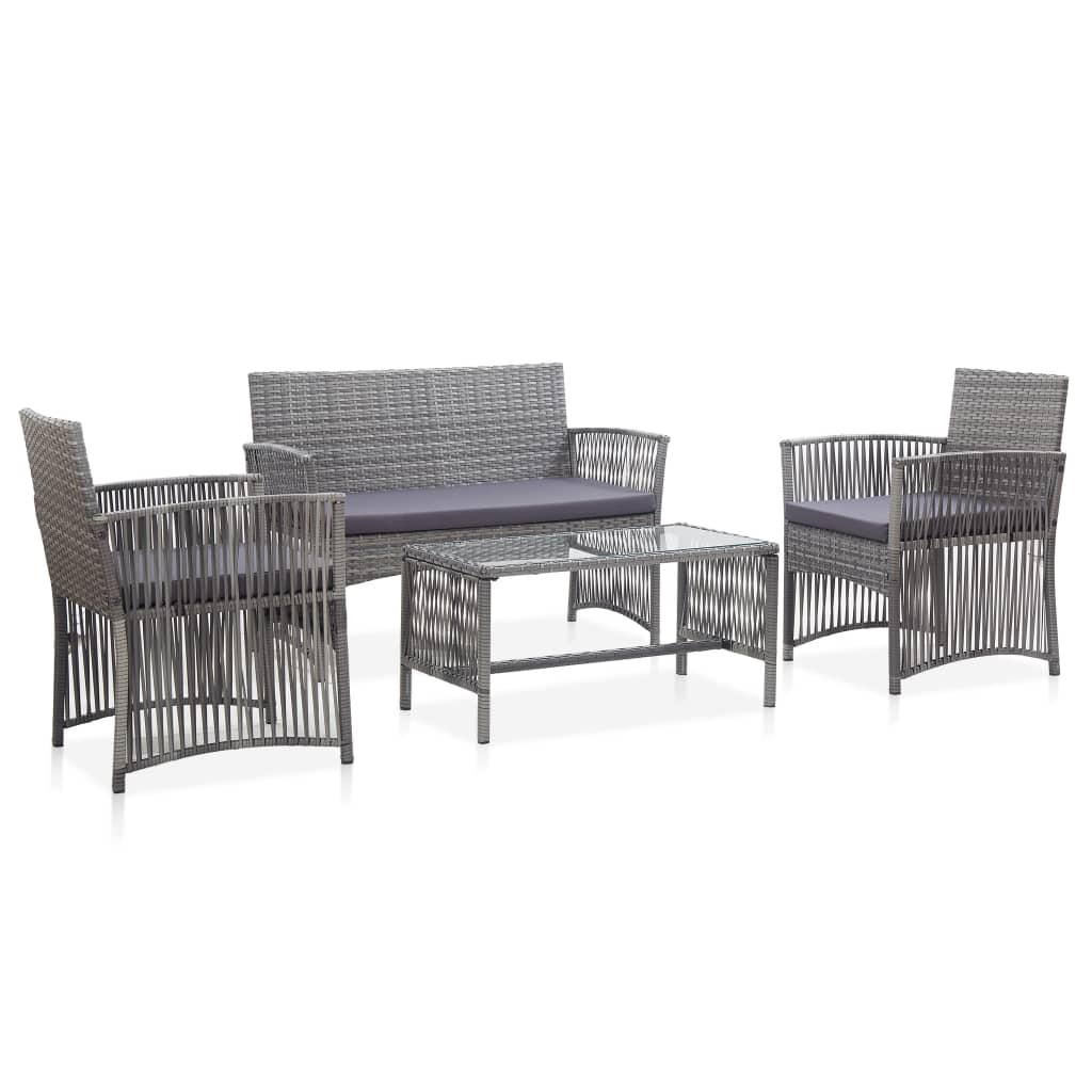 4 Piece Garden Lounge Set with Cushion - Anthracite