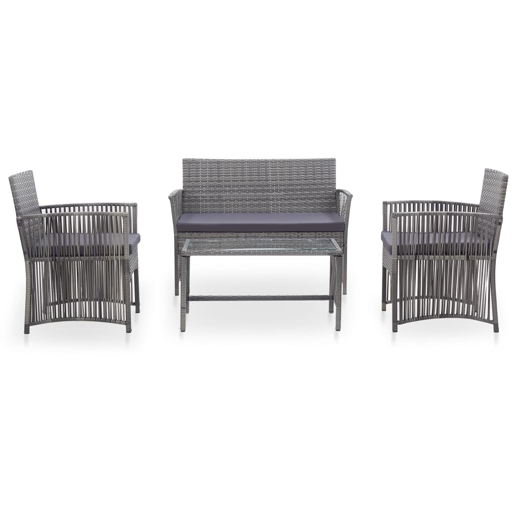 4 Piece Garden Lounge Set with Cushion - Anthracite