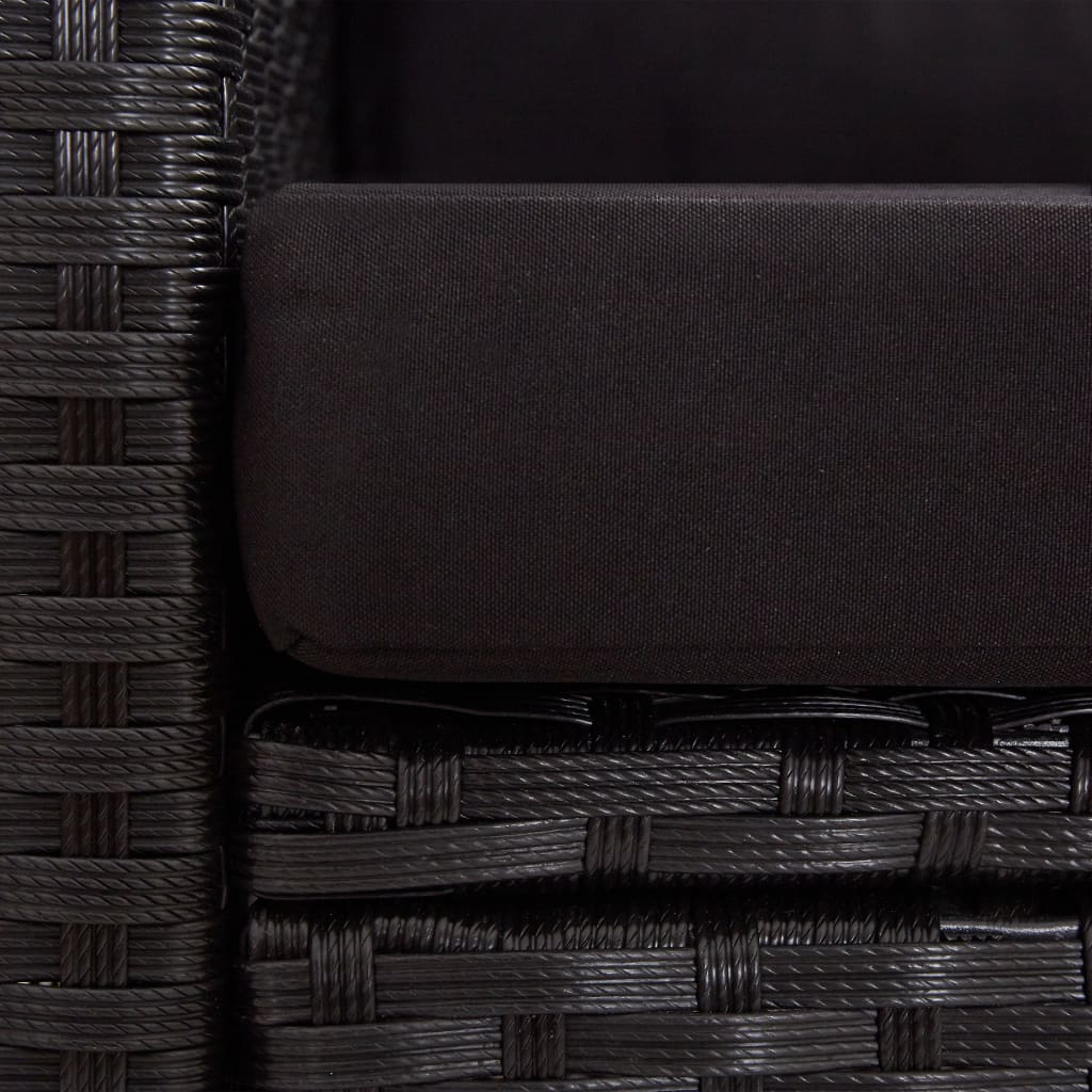 2-Seater Garden Sofa with Cushions 124cm - Black