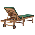 Teak Sun Loungers with Green Cushions (2-Pack)