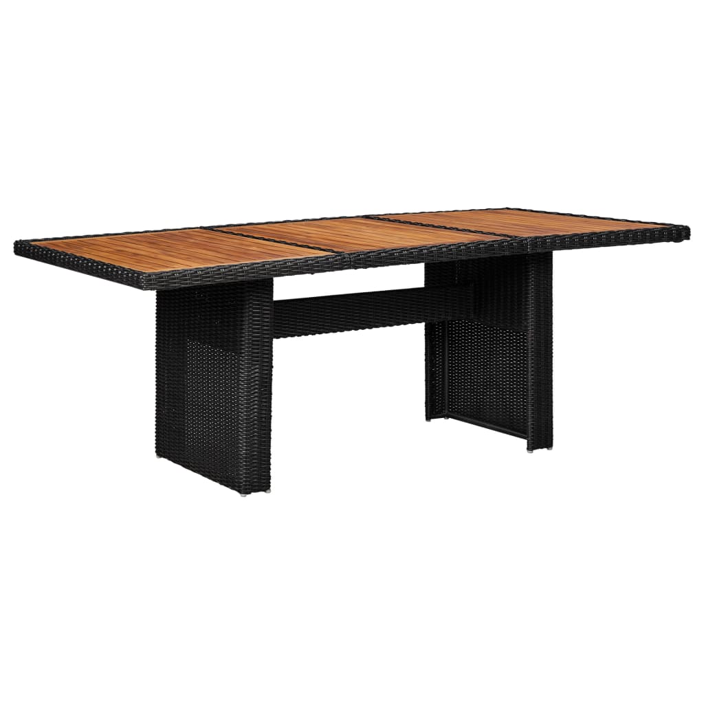 Poly Rattan Garden Dining Table Black 200cm