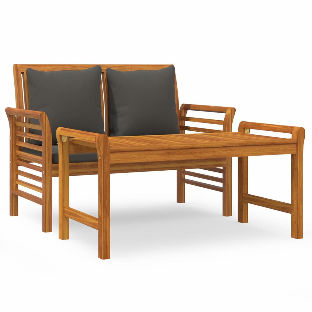 2 Piece Garden Lounge Set with Cushions - Solid Wood