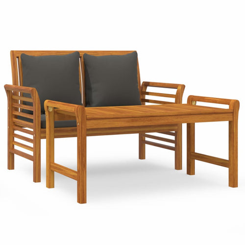 2 Piece Garden Lounge Set with Cushions - Solid Wood