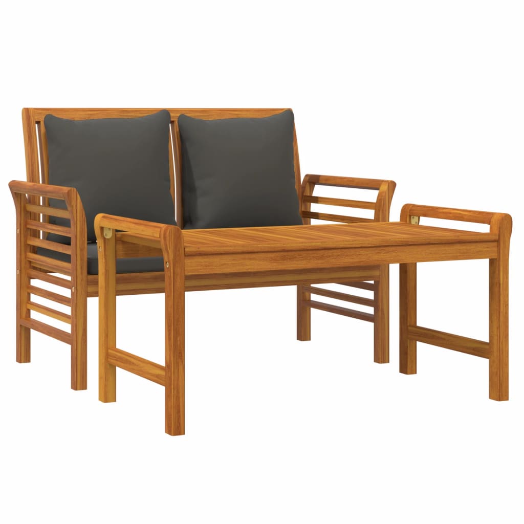 2 Piece Garden Lounge Set with Cushions - Solid Wood