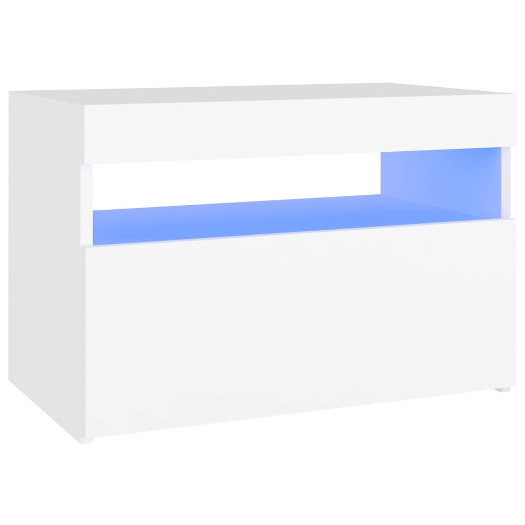 White TV Cabinet with LED Lights 60cm