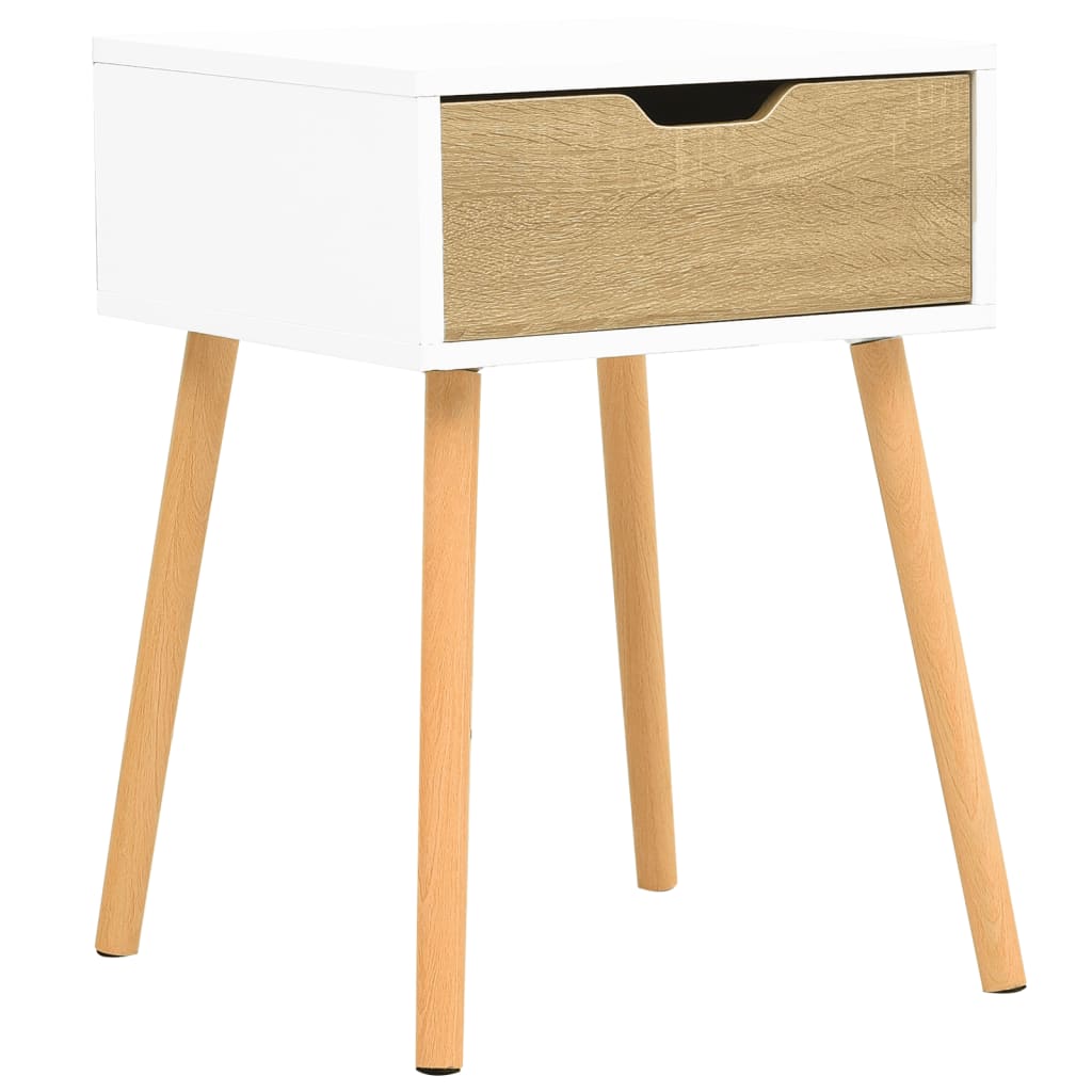 NNEVL Bedside Cabinet White & Sonoma Oak 40x40x56 cm Chipboard