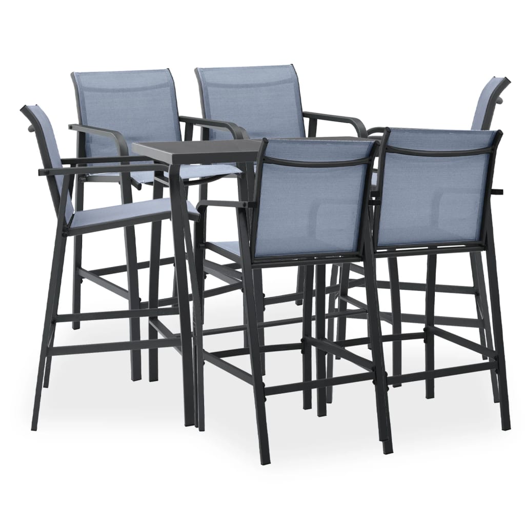 7-Piece Garden Bar Set Black & Grey