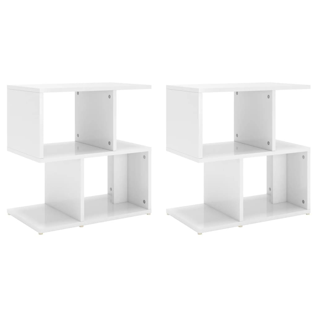 High Gloss White Bedside Cabinets (2-Pack)
