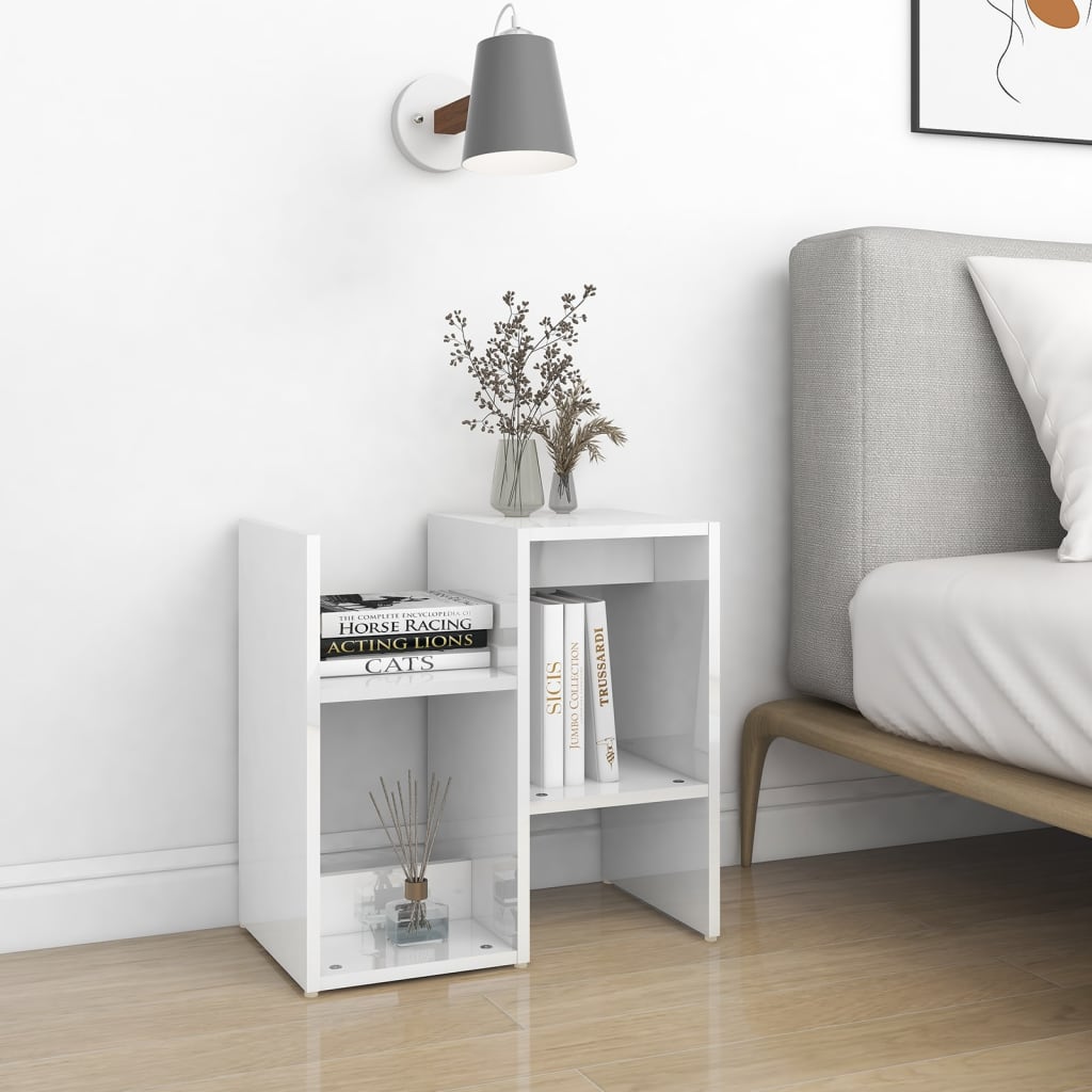 High Gloss White Bedside Cabinets (2-Pack)