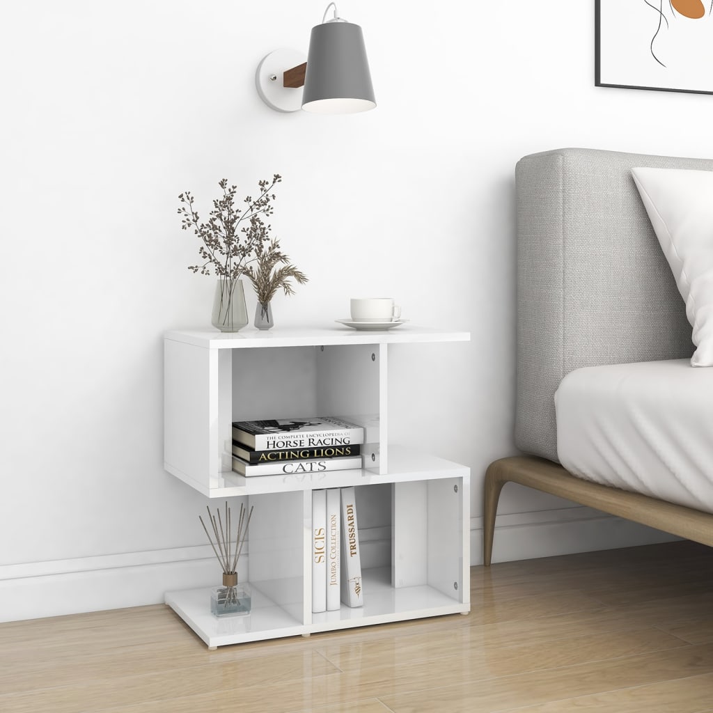 High Gloss White Bedside Cabinets (2-Pack)