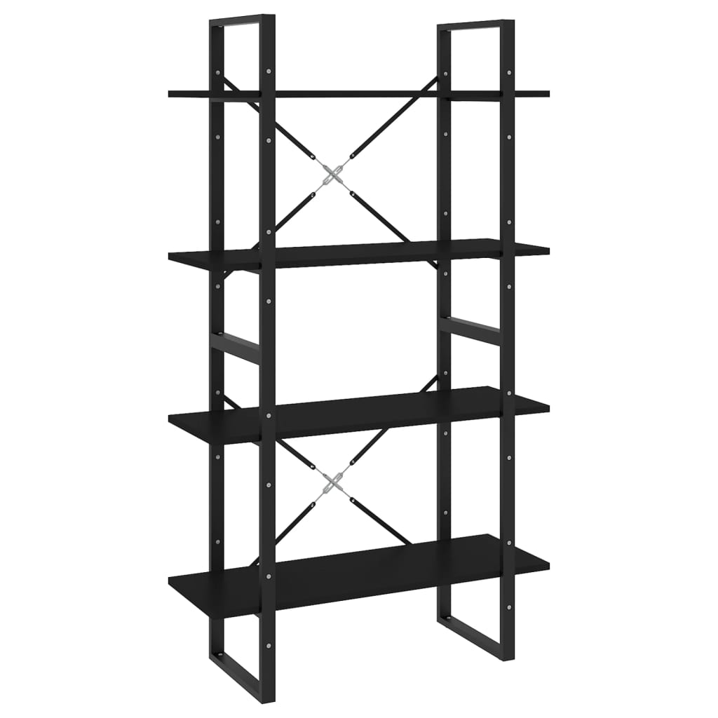 4-Tier Book Cabinet 80x30x140cm - Black