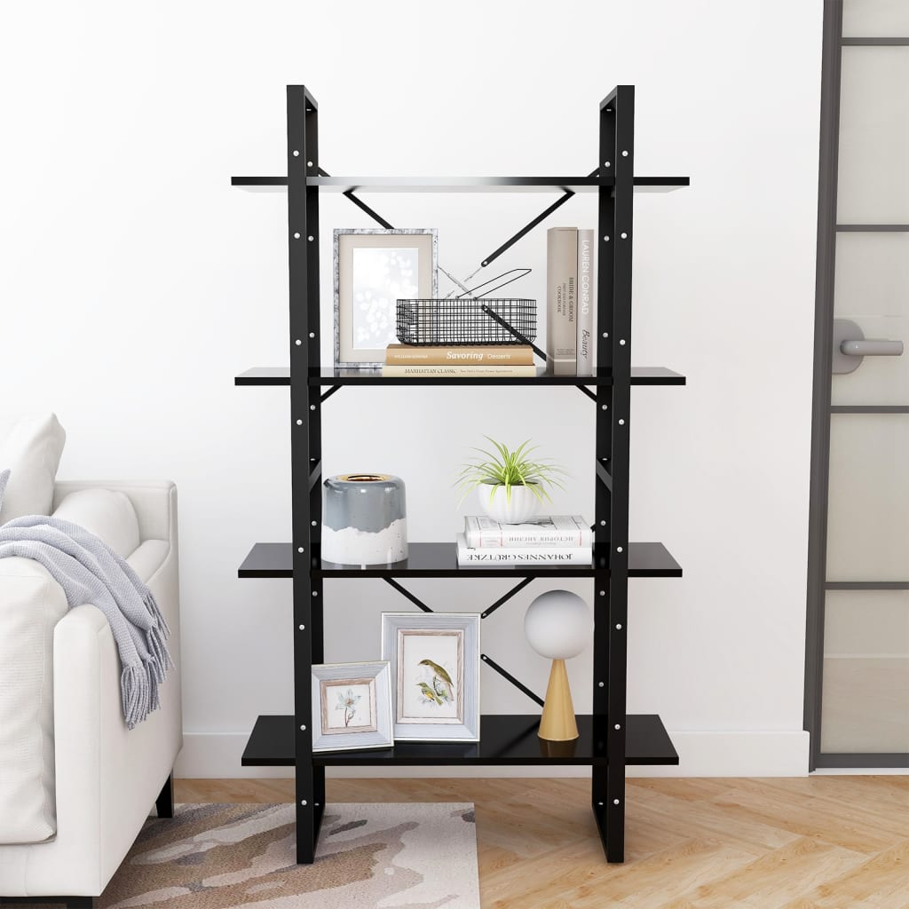 4-Tier Book Cabinet 80x30x140cm - Black