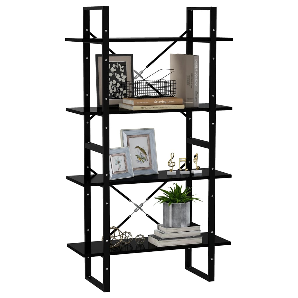 4-Tier Book Cabinet 80x30x140cm - Black