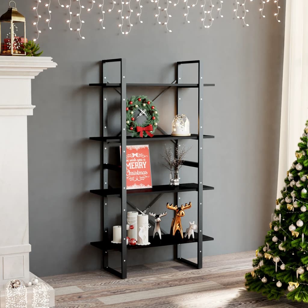 4-Tier Book Cabinet 80x30x140cm - Black