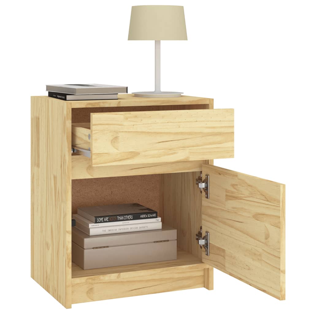 Solid Pinewood Bedside Cabinet 40cm