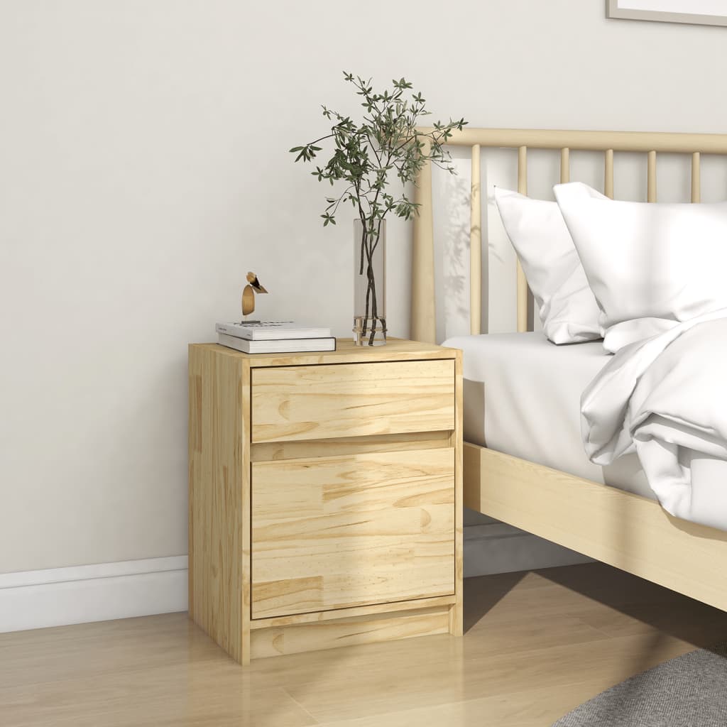 Solid Pinewood Bedside Cabinet 40cm