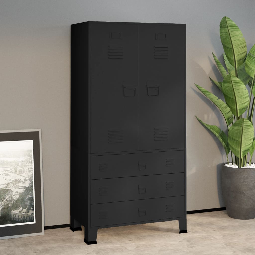 vidaXL Wardrobe Armoire Clothes Storage Organizer Bedroom Closet Rack Metal