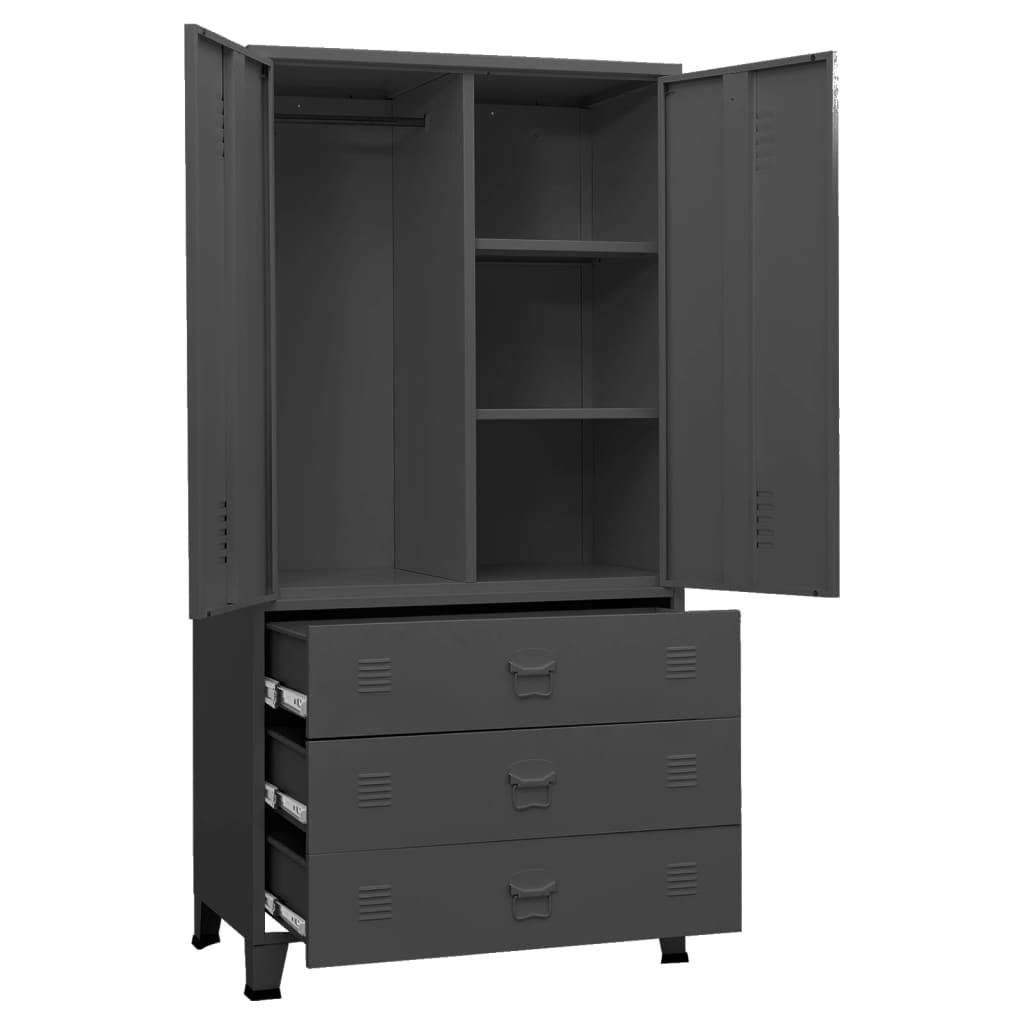 vidaXL Wardrobe Armoire Clothes Storage Organizer Bedroom Closet Rack Metal